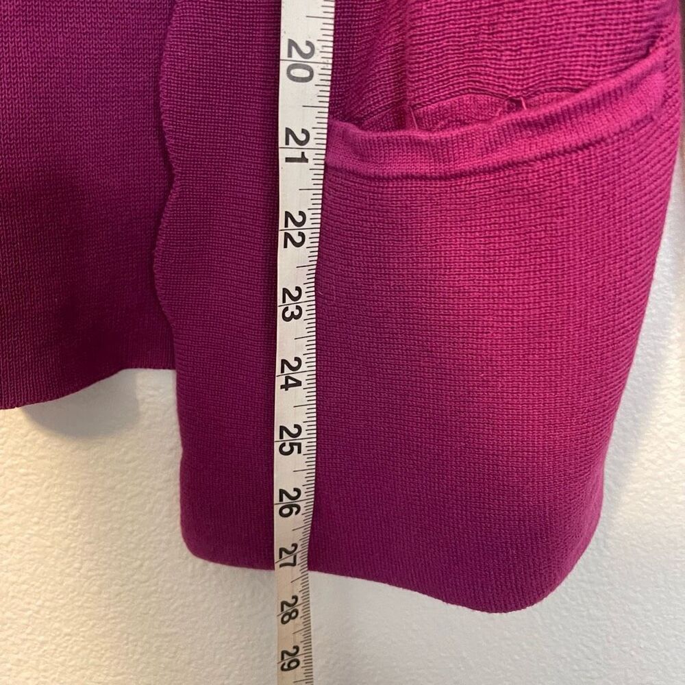 Talbots Scalloped Edged Fuchsia Open Front Cardig… - image 4